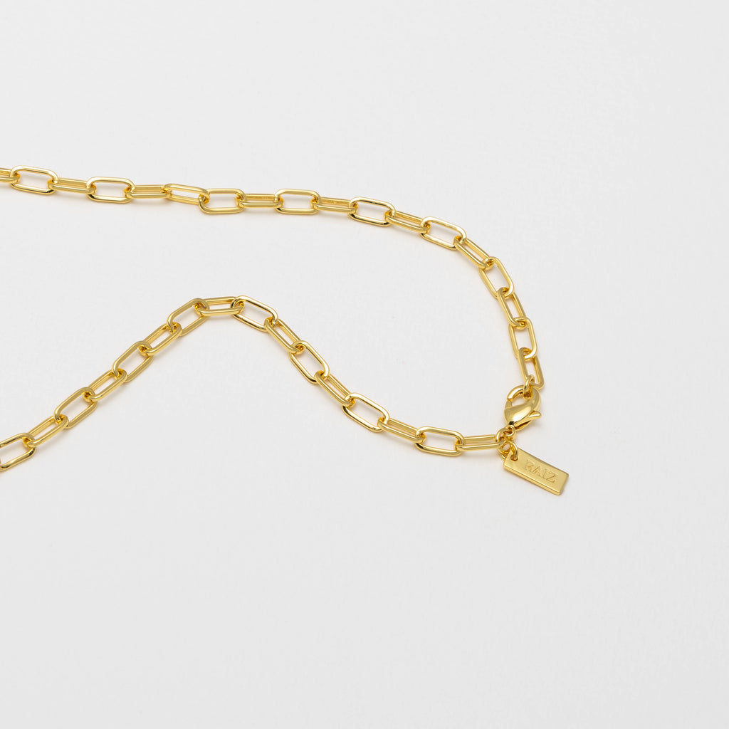 Beatriz Dainty Paperclip Chain Necklace Gold Clasp