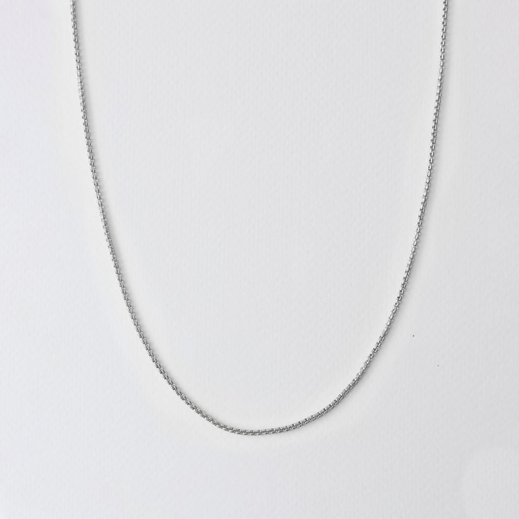Silver men’s round box chain necklace – Carlo 23-inch chain - SILVER on white background