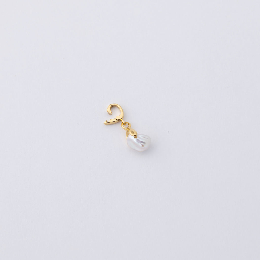 Delphina Baroque Mini White Pearl Charm Organic Dainty Jewelry Gold Open Clasp
