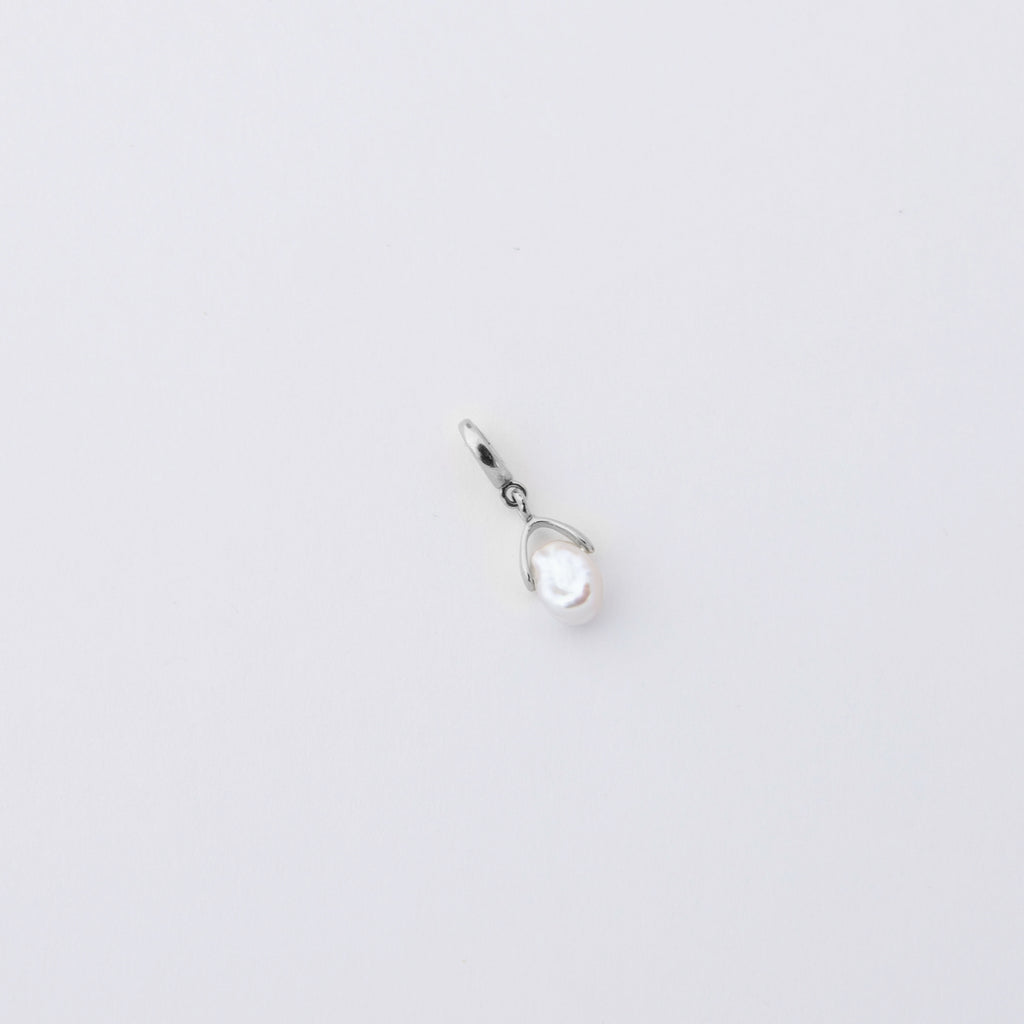 Delphina Baroque Mini White Pearl Charm Organic Dainty Jewelry Silver
