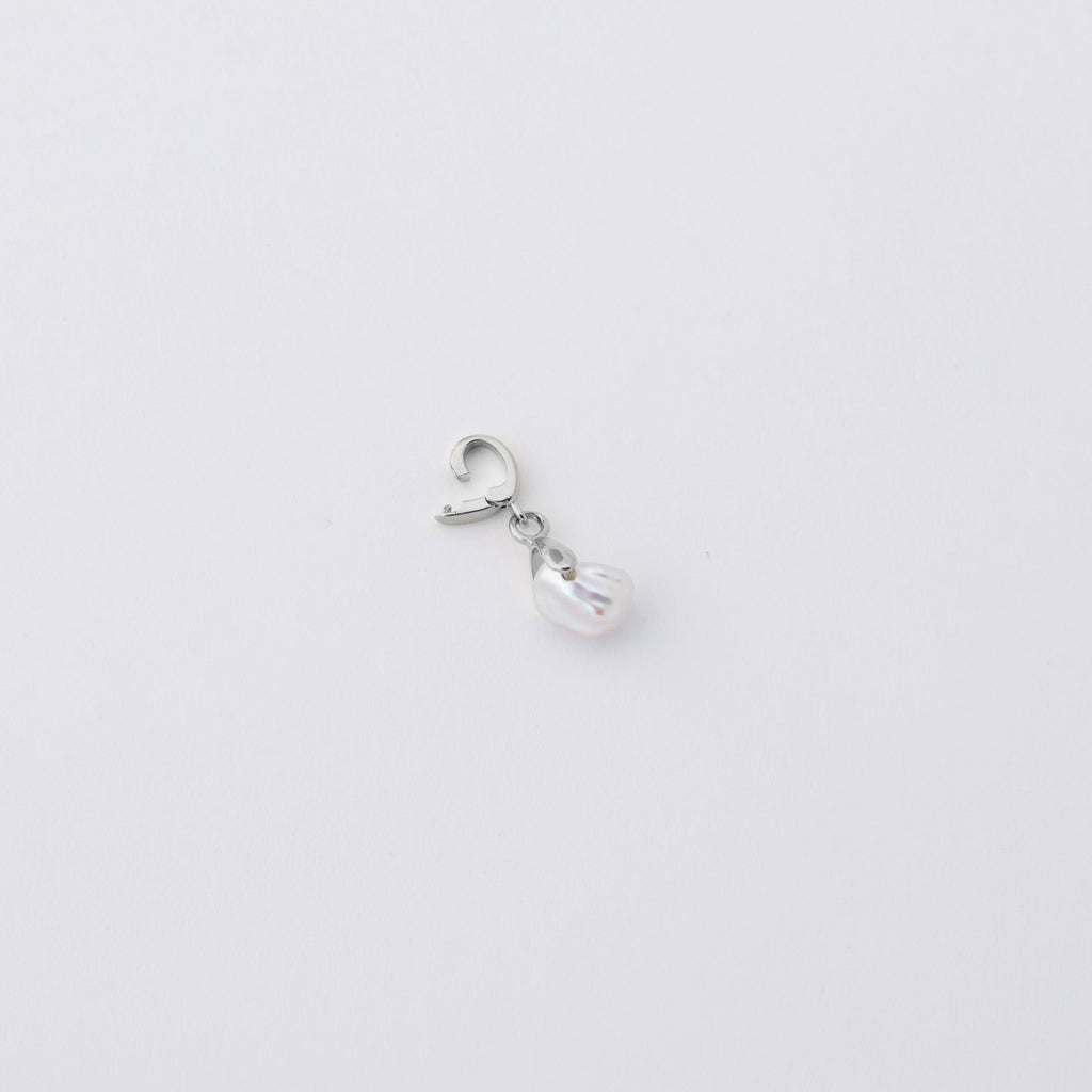 Delphina Baroque Mini White Pearl Charm Organic Dainty Jewelry Silver Open Clasp