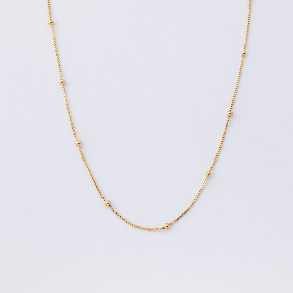 Edith Dainty Mini Ball Chain Gold Charm Necklace