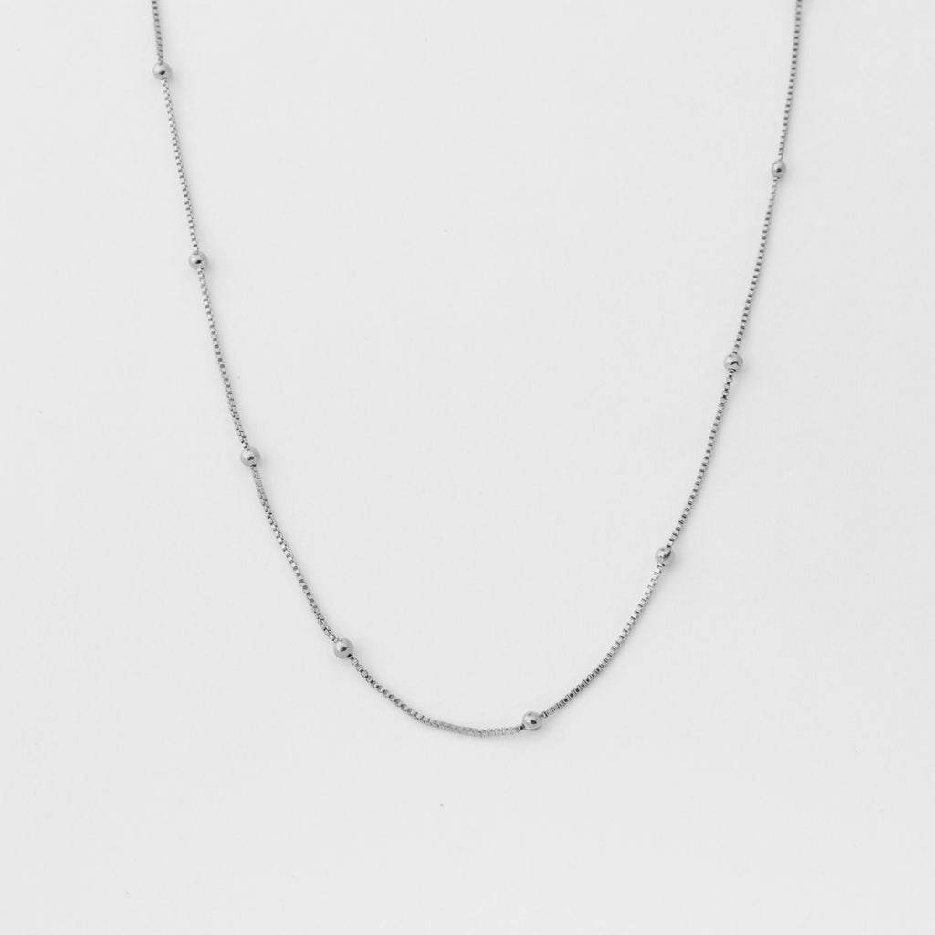 Edith Dainty Mini Ball Chain Silver Charm Necklace