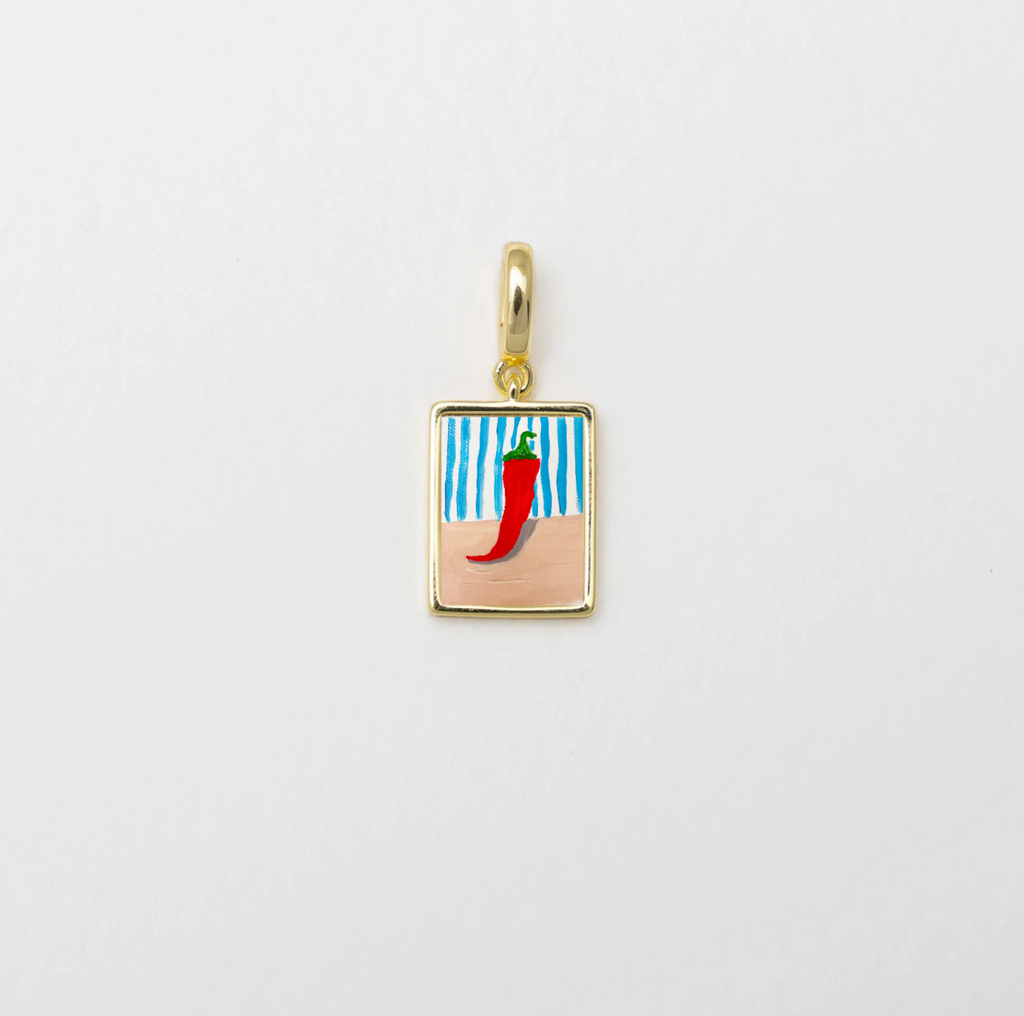 Hand-Painted Chili Pepper Gold Charm