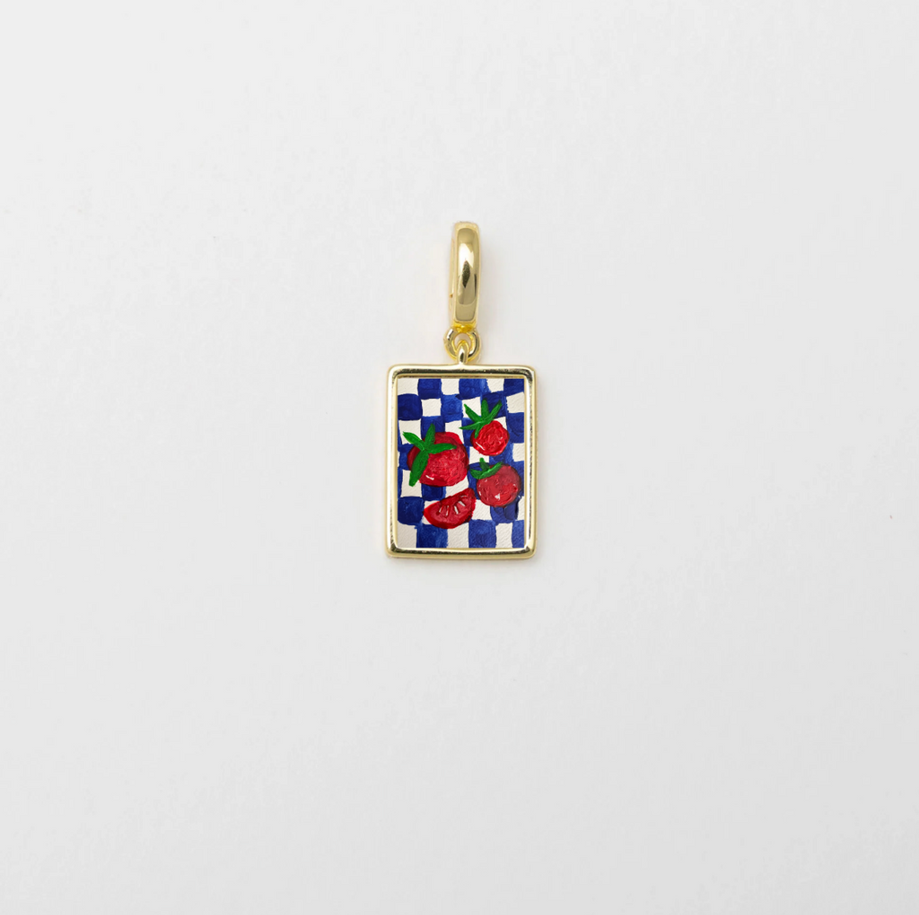 Hand-Painted Tomato Gold Charm
