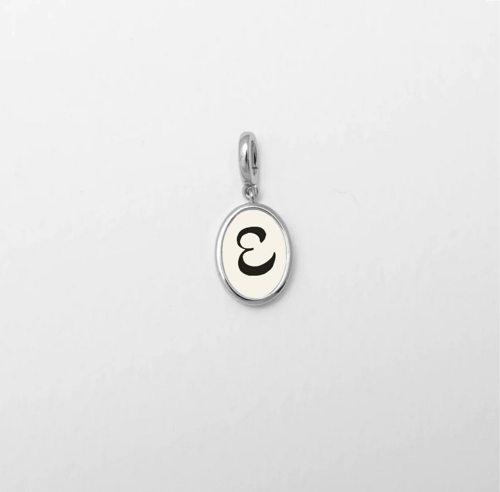 Letter E Charm Silver