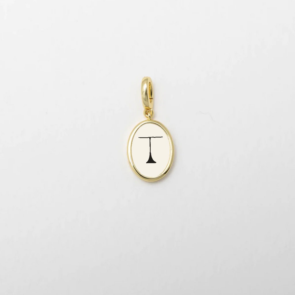 Letter T Charm Gold