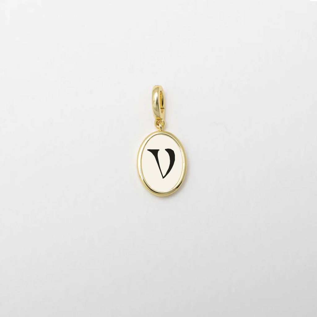 Letter V Charm Gold