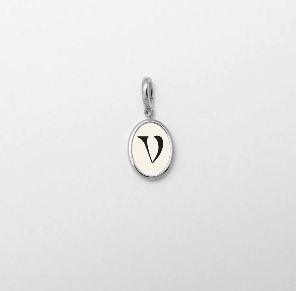 Letter V Charm Silver