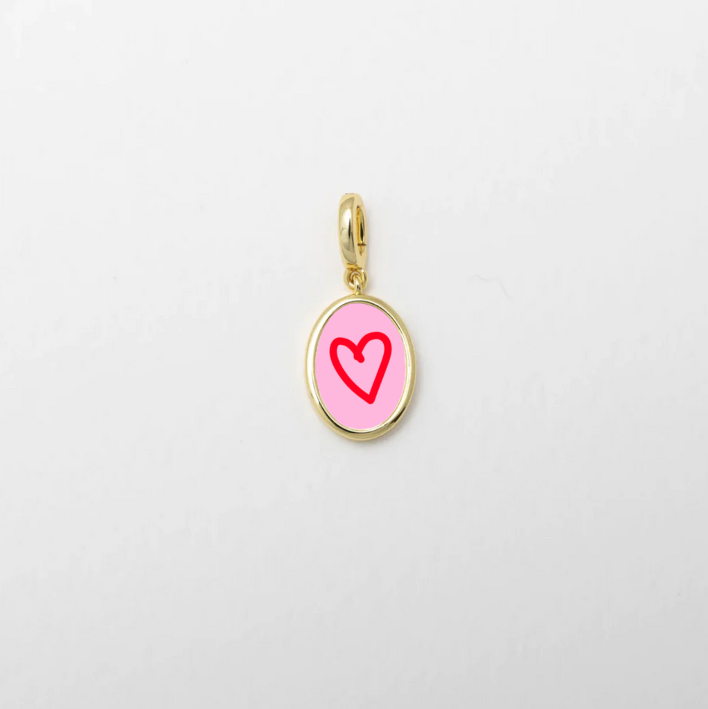 Lover's Line Pink Heart Charm Gold