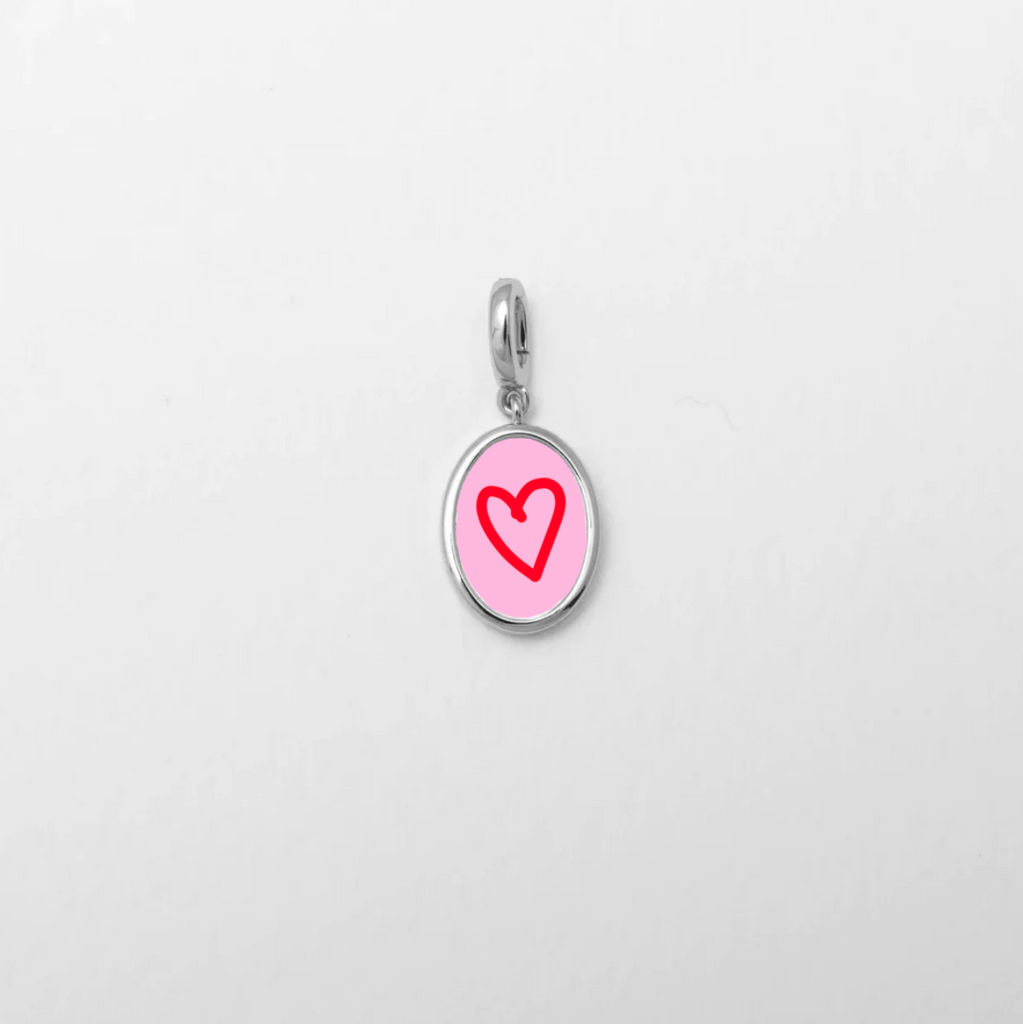 Lovers Line Pink Heart Charm Silver