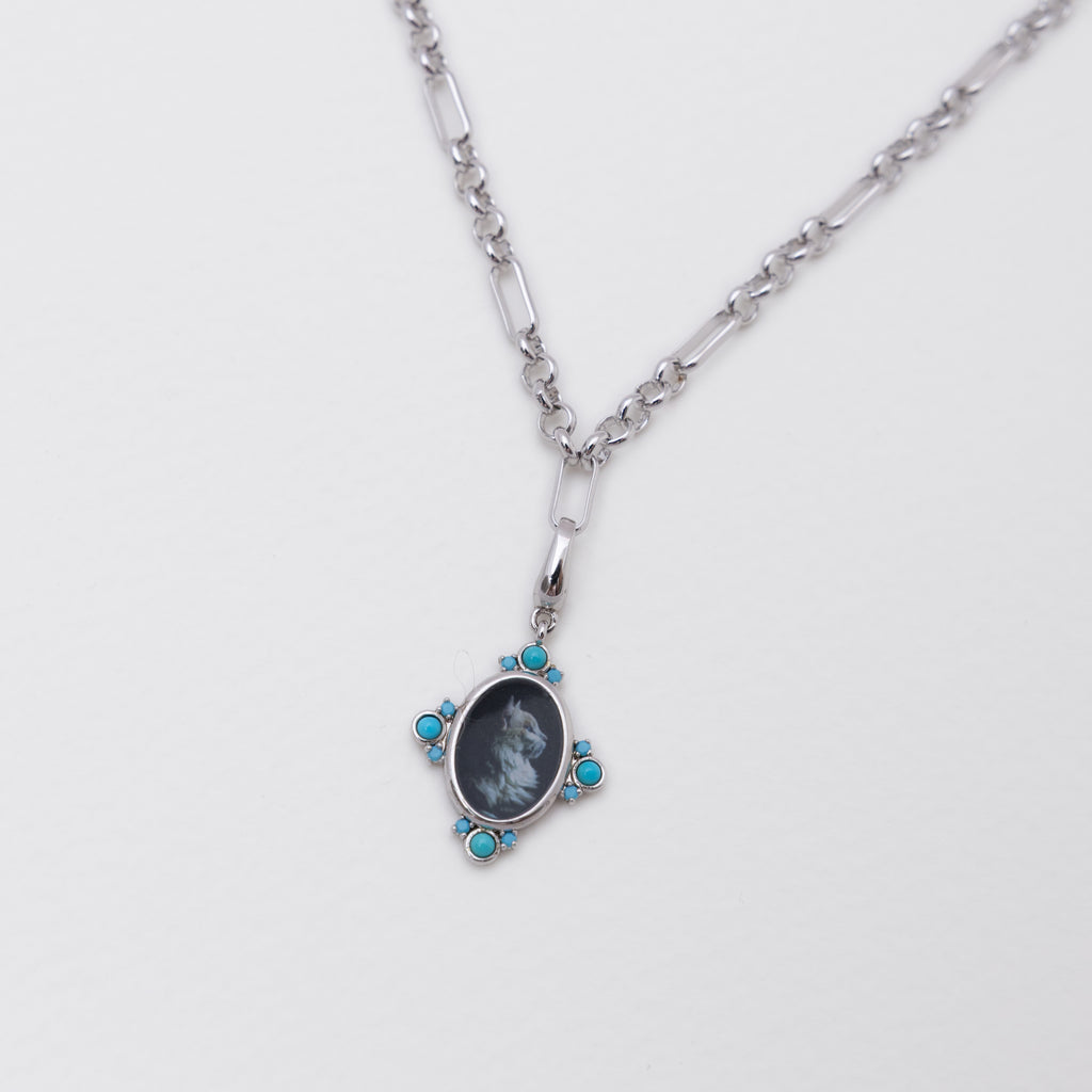 Olivia Paperclip Necklace Silver - Front View with Custom Jean Photo Charm