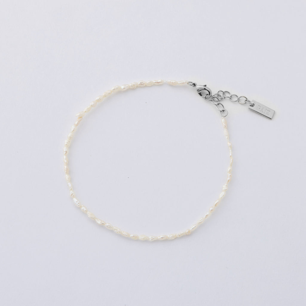 Ophelia Dainty Freshwater White Pearl Bracelet Silver