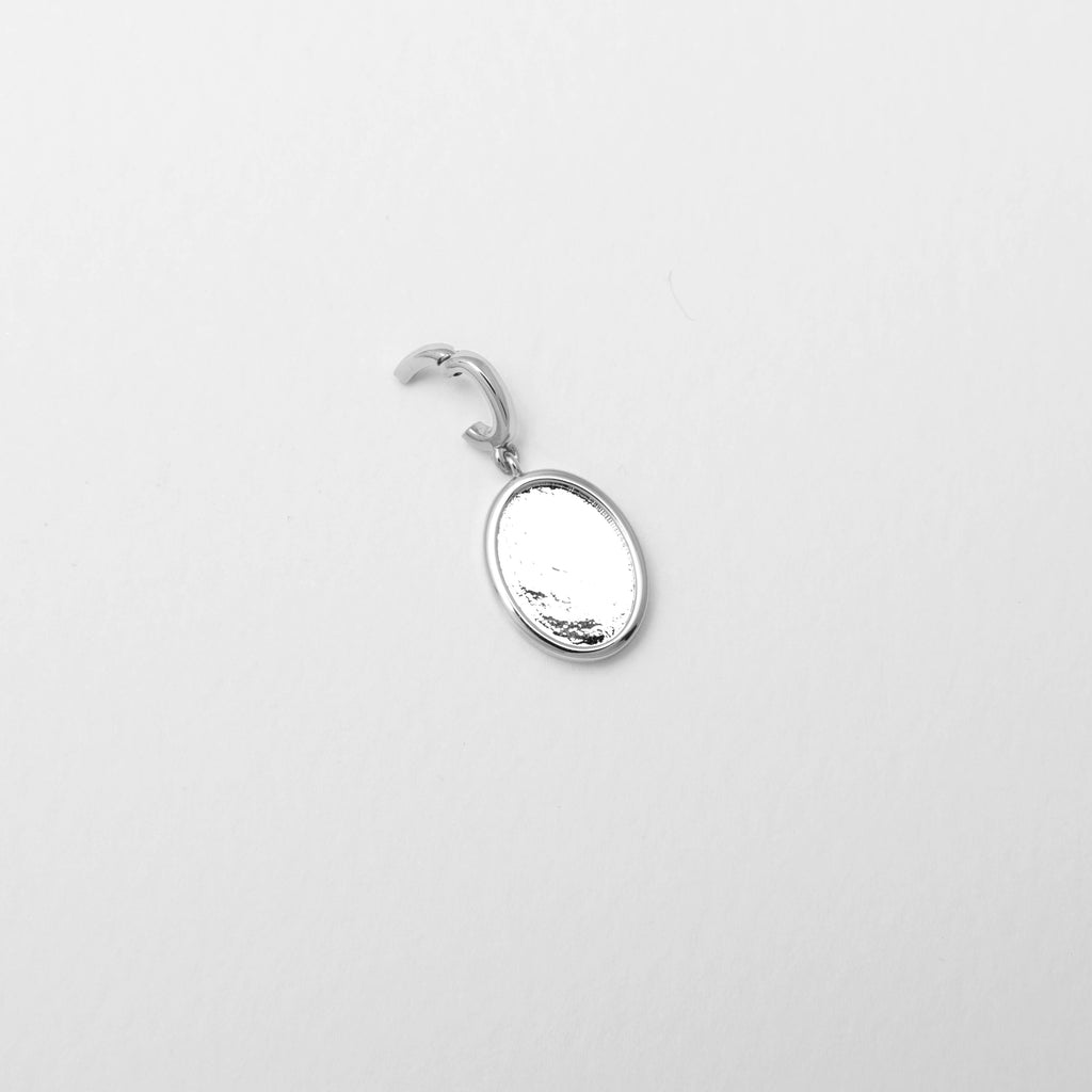 Oval Silver Photo Charm Open Clasp