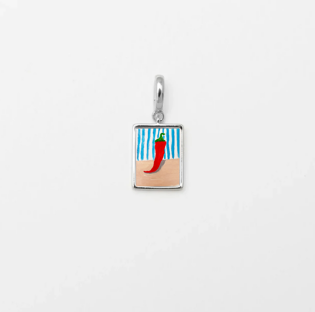Hand-Painted Chili Pepper Silver Charm