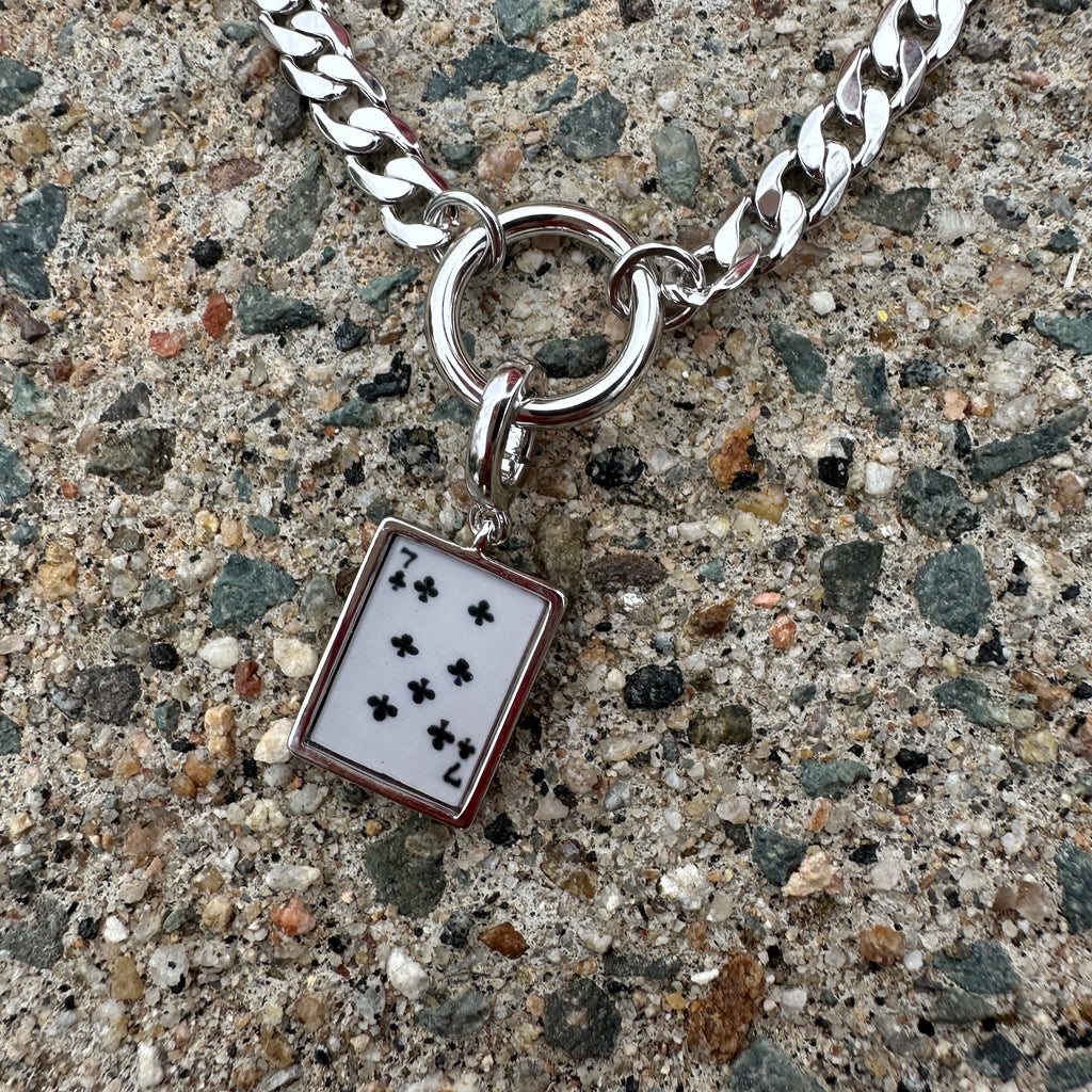 Silver Lucky 7 Charm on Necklace