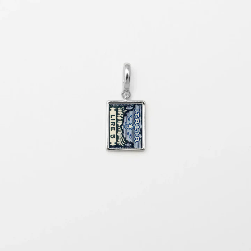 Vintage Italy Postage Stamp Charm Silver