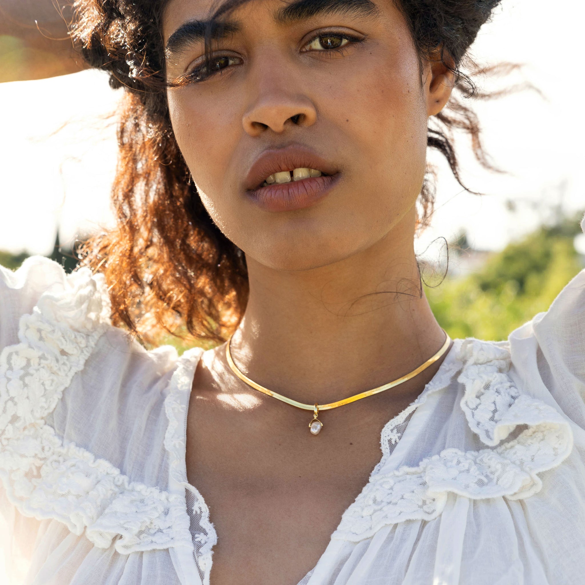 Delphina Mini White Pearl Charm | Organic Dainty Jewelry - Raiz