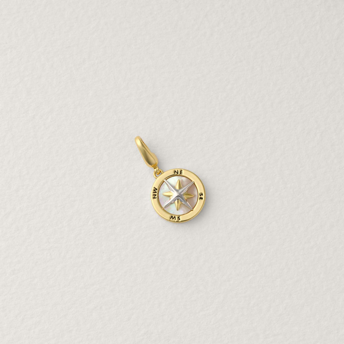 Archie Compass Charm | Mother of Pearl Compass Pendant | Raiz
